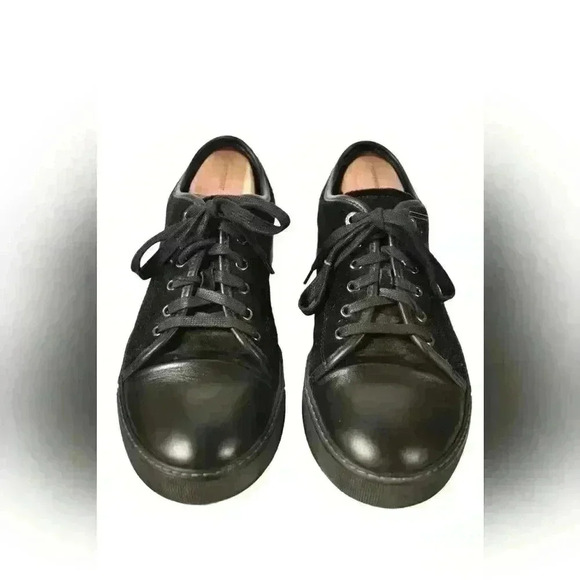 LANVIN Black Suede Calfskin DBB1 Captoe Sneaker 9US Italy - Picture 2 of 7
